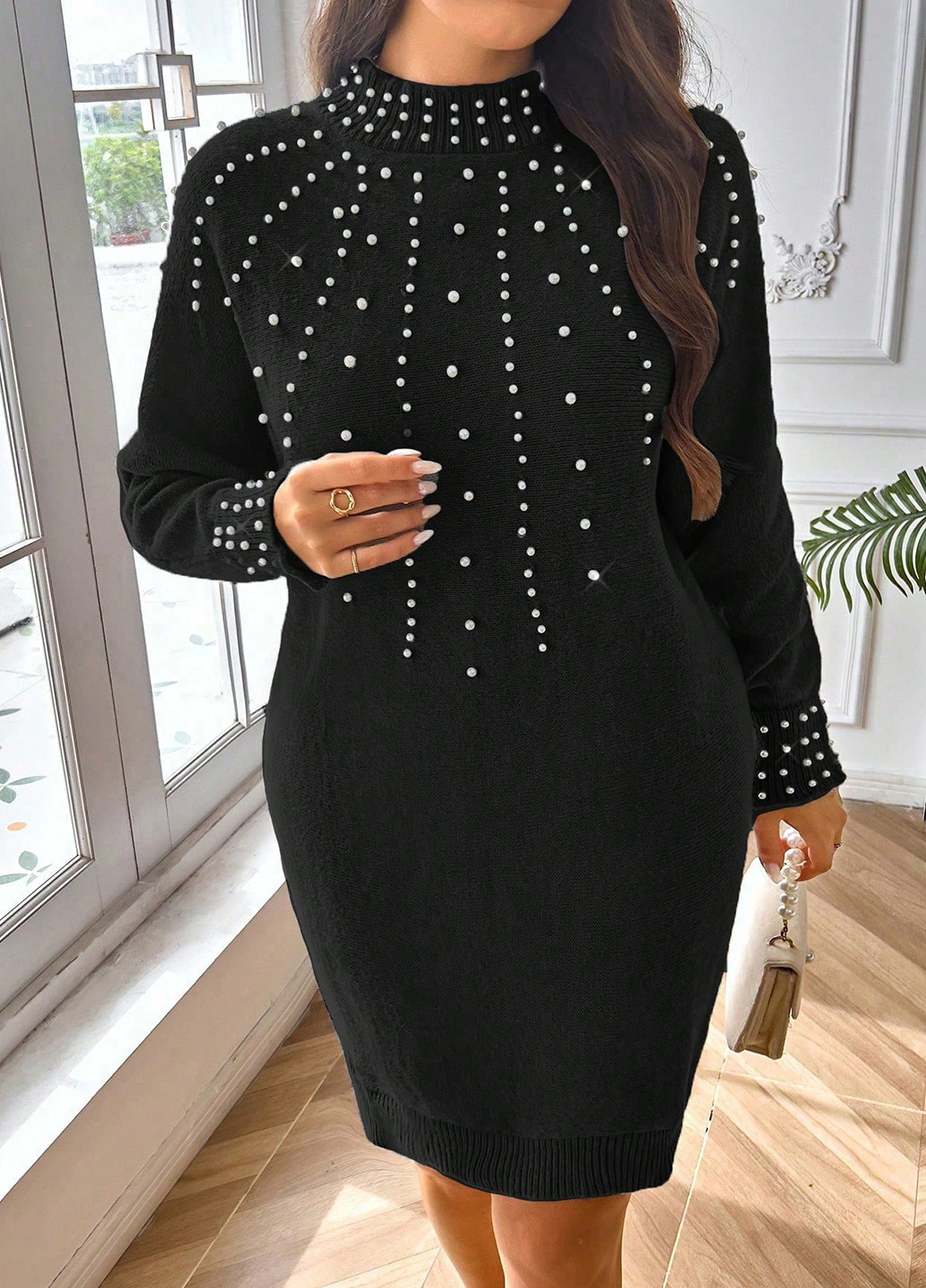 Чорна кежуал сукня сукня светр SHEIN однотонна