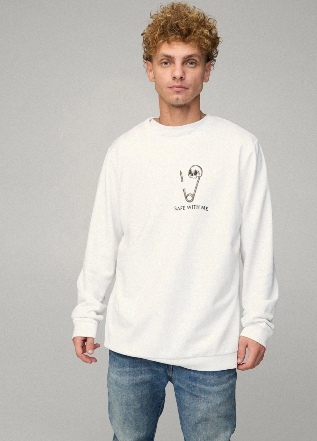 Білий свитшот мужской oversize /no flis/ YAPPI малюнок (254557783)