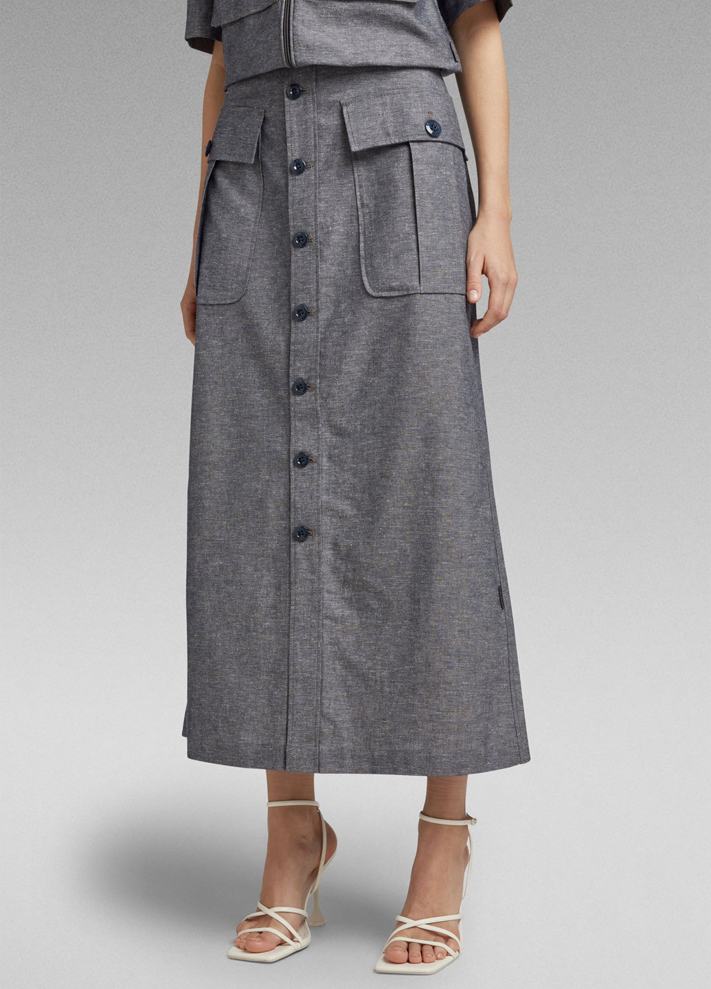 Серая кэжуал меланж юбка G-Star Raw а-силуэта (трапеция)