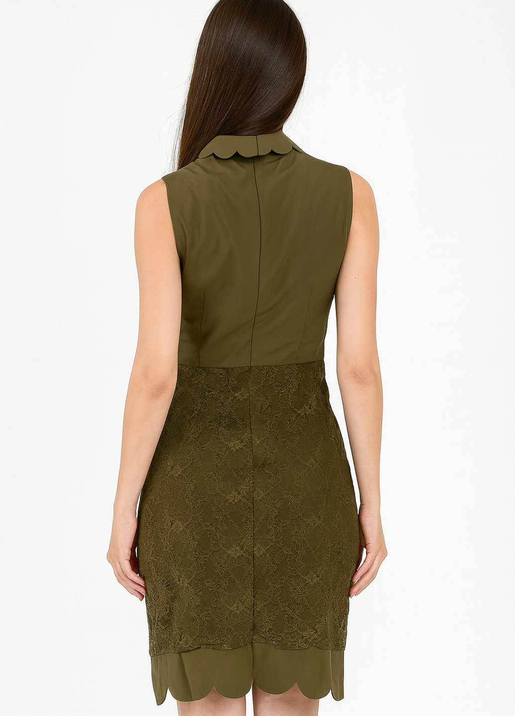 Оливковое (хаки) кэжуал платье футляр Sassofono однотонное