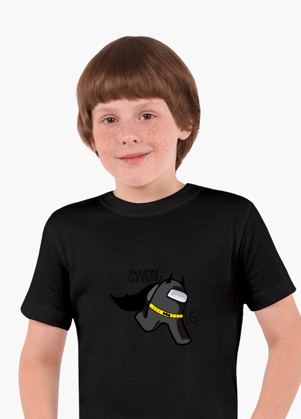 Чорна демісезонна футболка дитяча амонг ас бетмен бетмен (among us batman) (9224-2430) MobiPrint