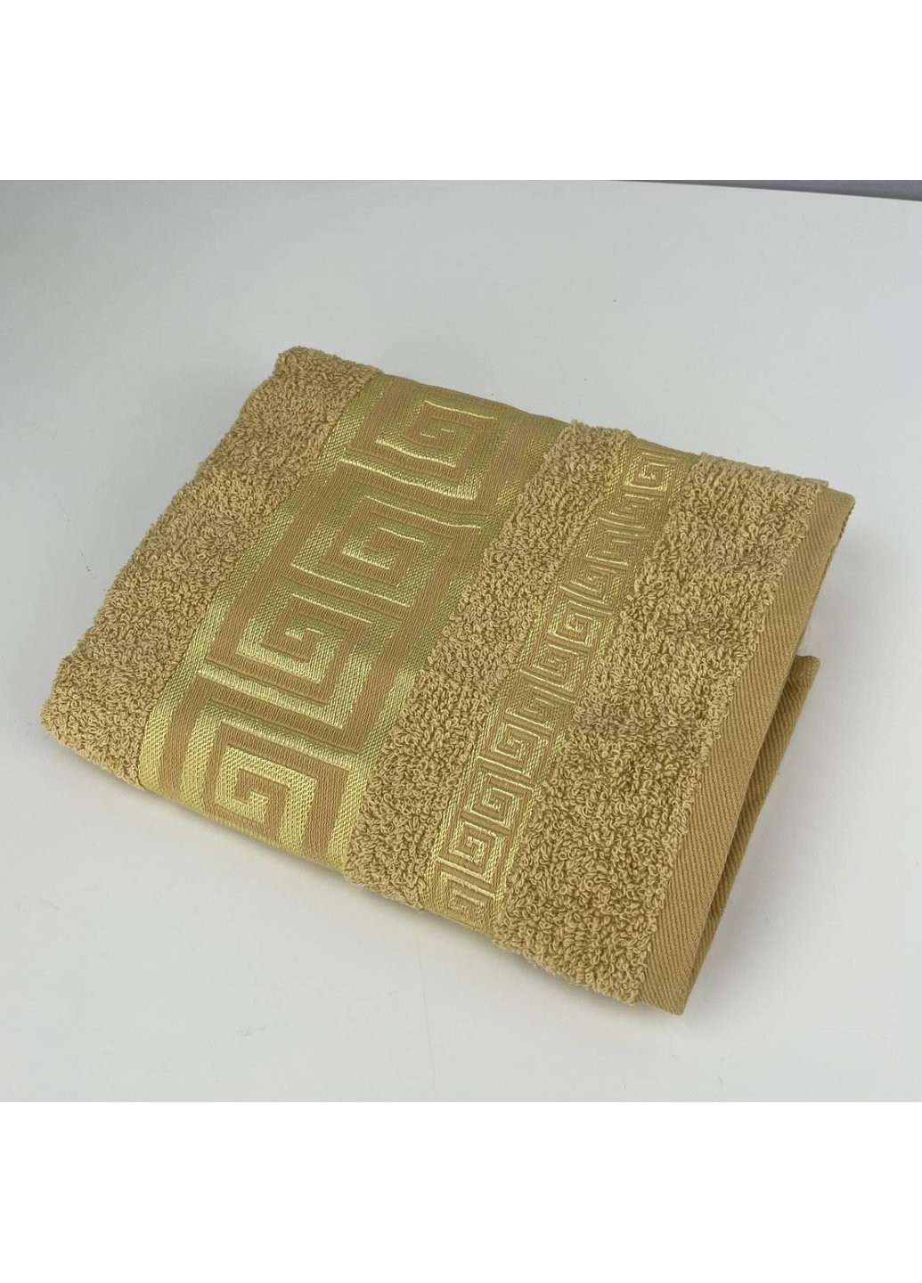 Полотенце для лица махровое Febo Vip Cotton Grek Турция 6386 желтое 50х90 см Power комбинированный