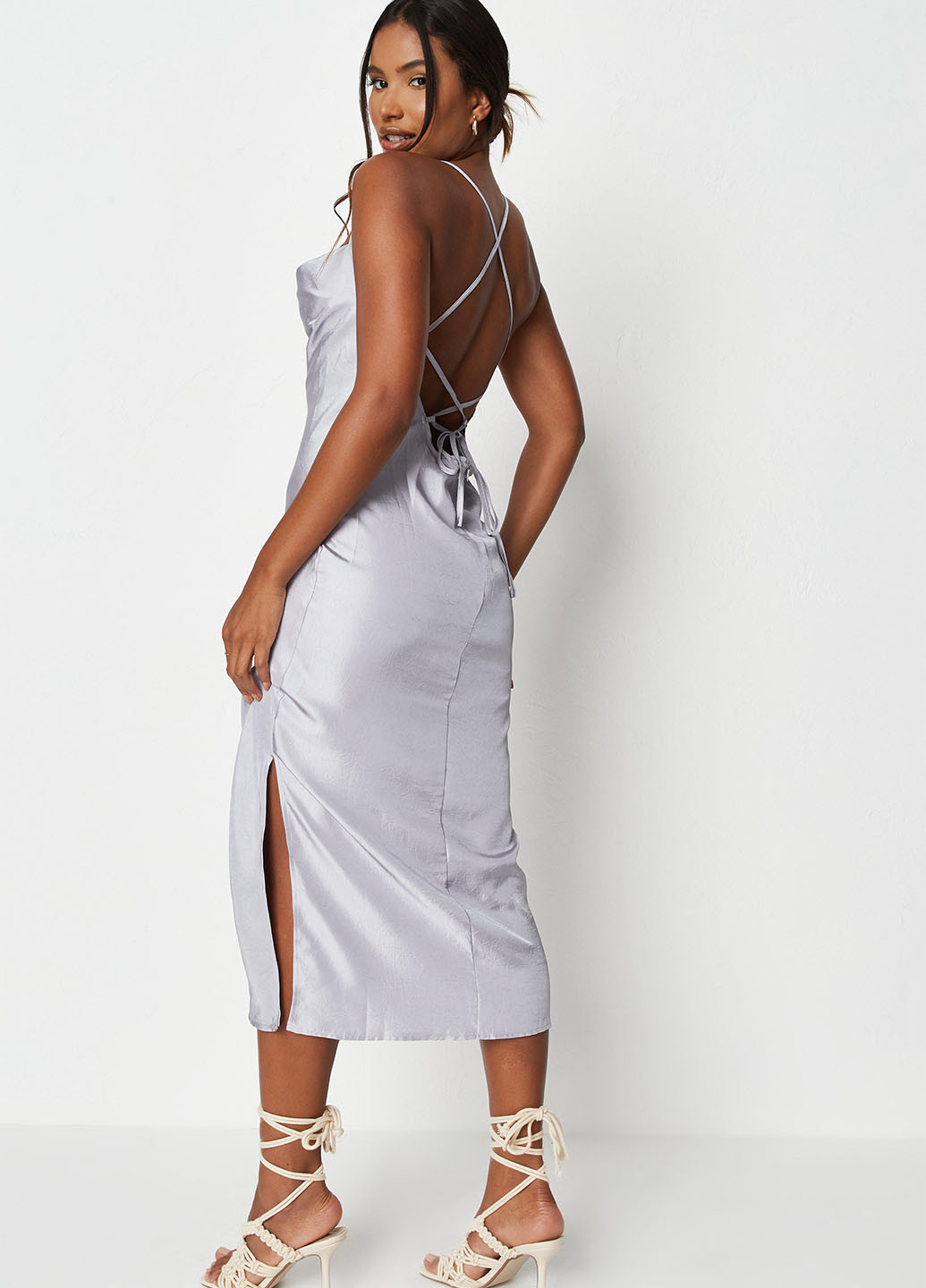 Сіра кежуал сукня сукня-комбінація, з відкритою спиною Missguided однотонна