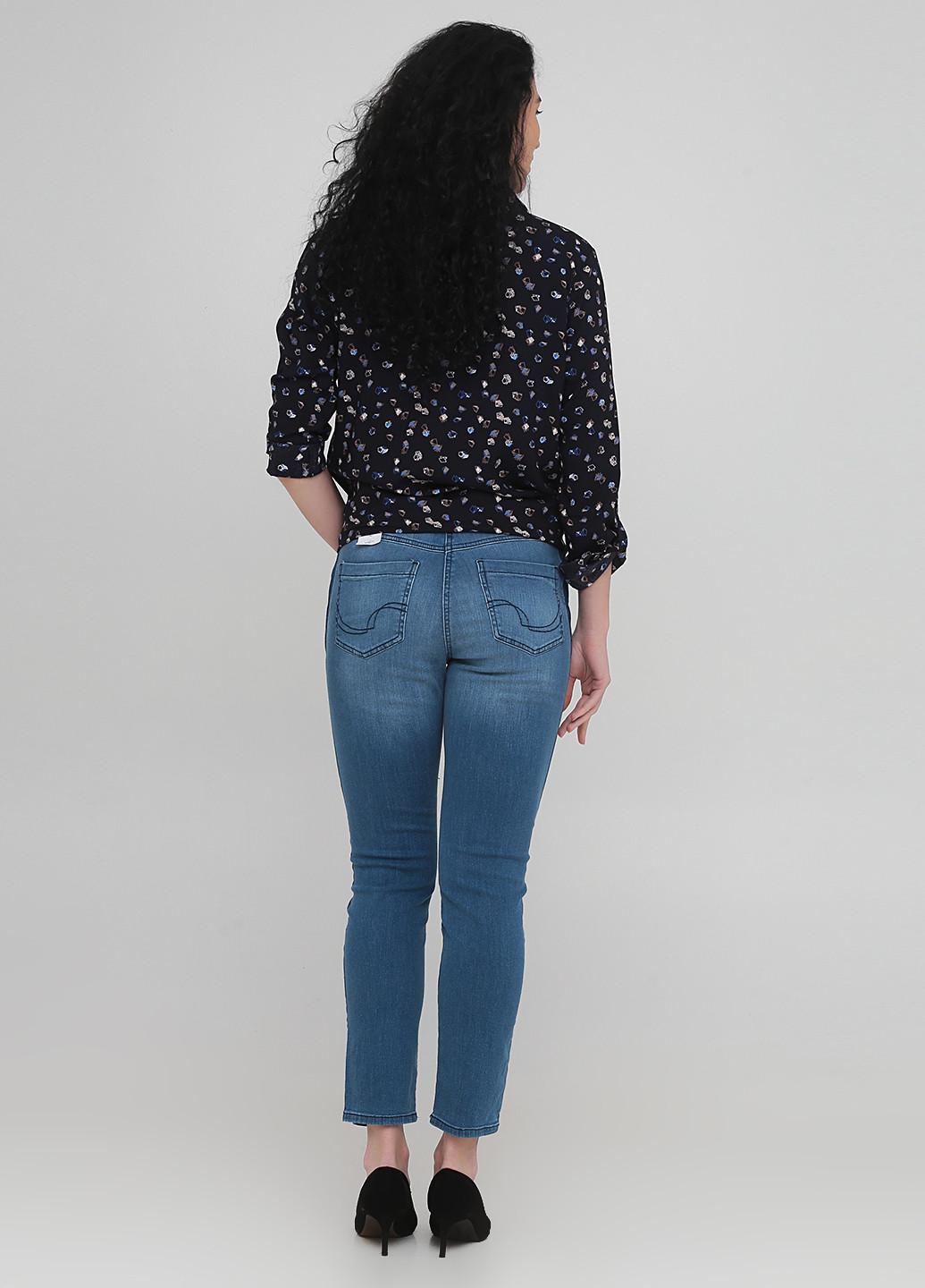 Джинси Gina Benotti вкорочені, завужені однотонні світло-сині джинсові бавовна