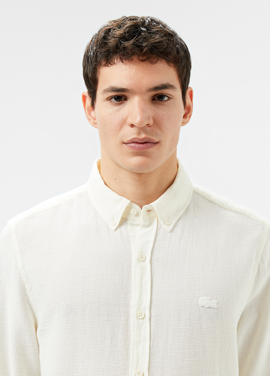 Белая кэжуал рубашка однотонная Lacoste