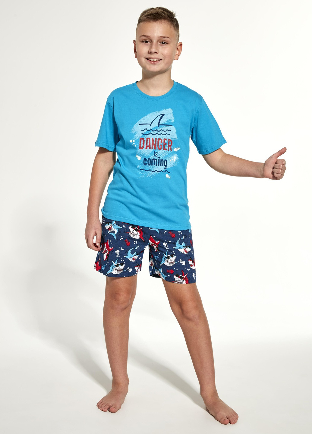 Темно-бирюзовая піжама для хлопчиків-підлітків 94 danger 158-164 бірюзово-синій 790-21 Cornette