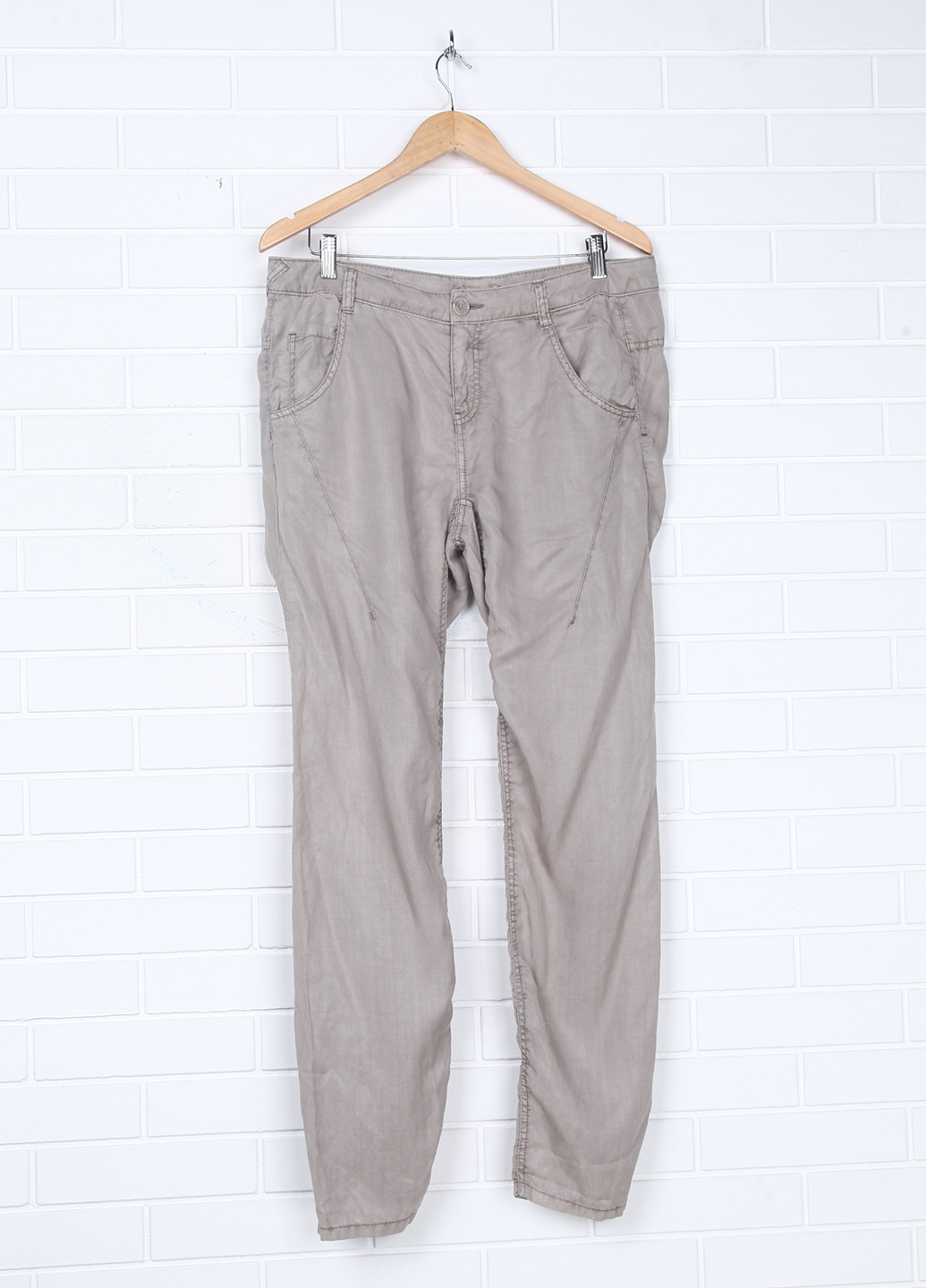 Светло-серые кэжуал летние зауженные брюки Comma