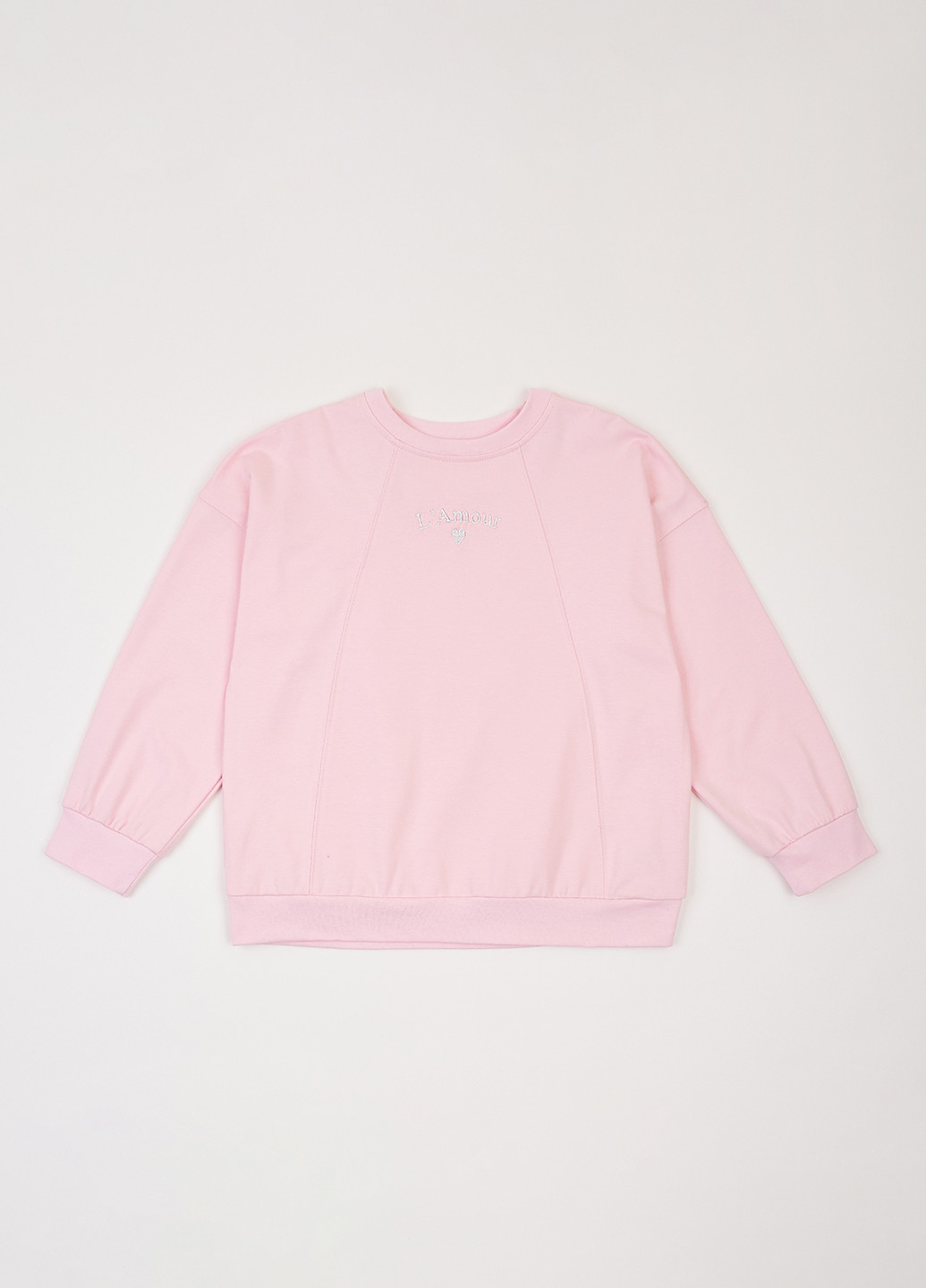 Фламинго свитшот однотонный розовый кэжуал хлопок, стрейч кулир