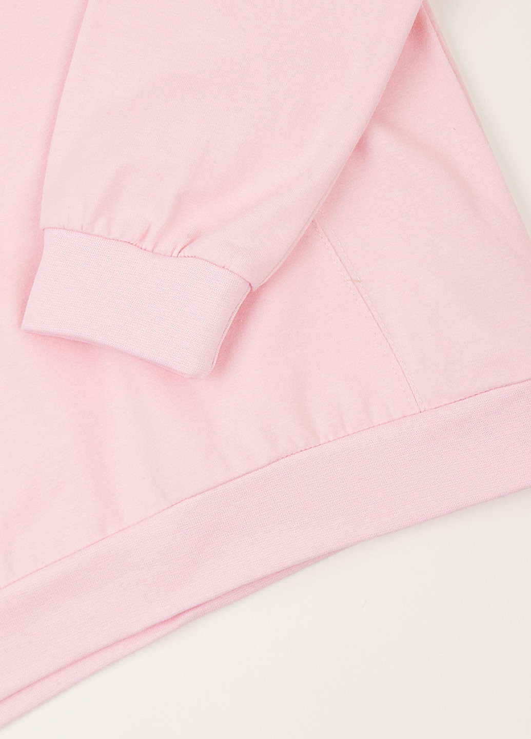 Фламинго свитшот однотонный розовый кэжуал хлопок, стрейч кулир