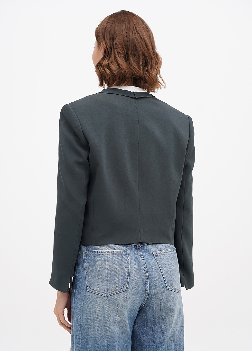 Серо-зеленый женский жакет Sassofono однотонный - демисезонный