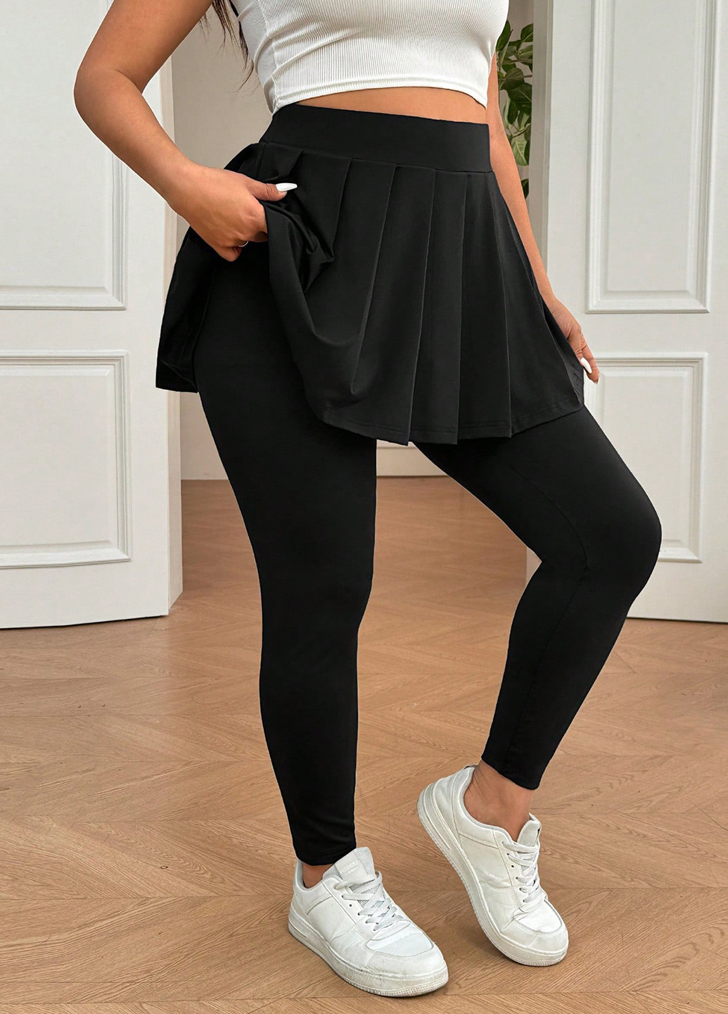 Черные демисезонные юбка-леггинсы SHEIN