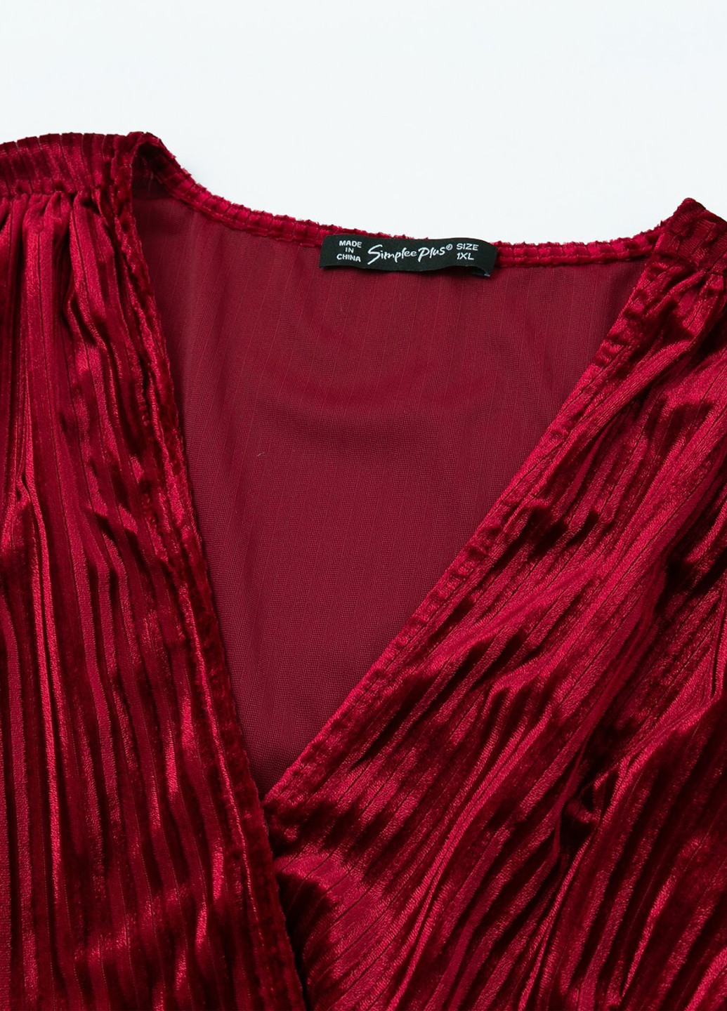 Бордовое кэжуал платье на запах SHEIN однотонное