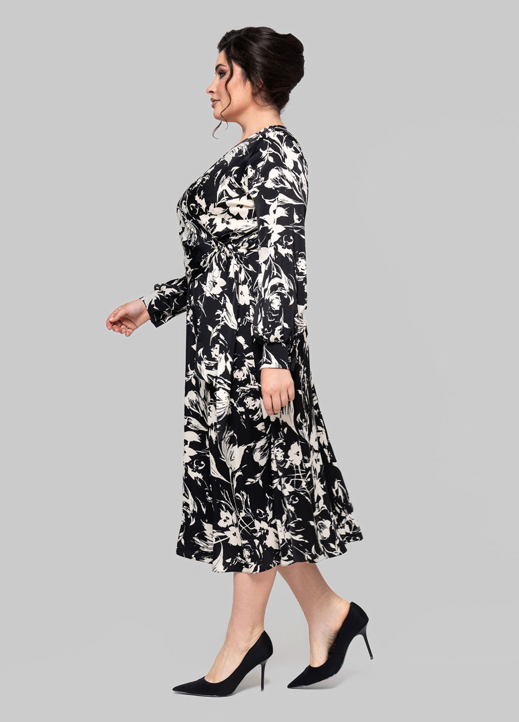 Чорно-білий кежуал сукня на запах A'll Posa з квітковим принтом