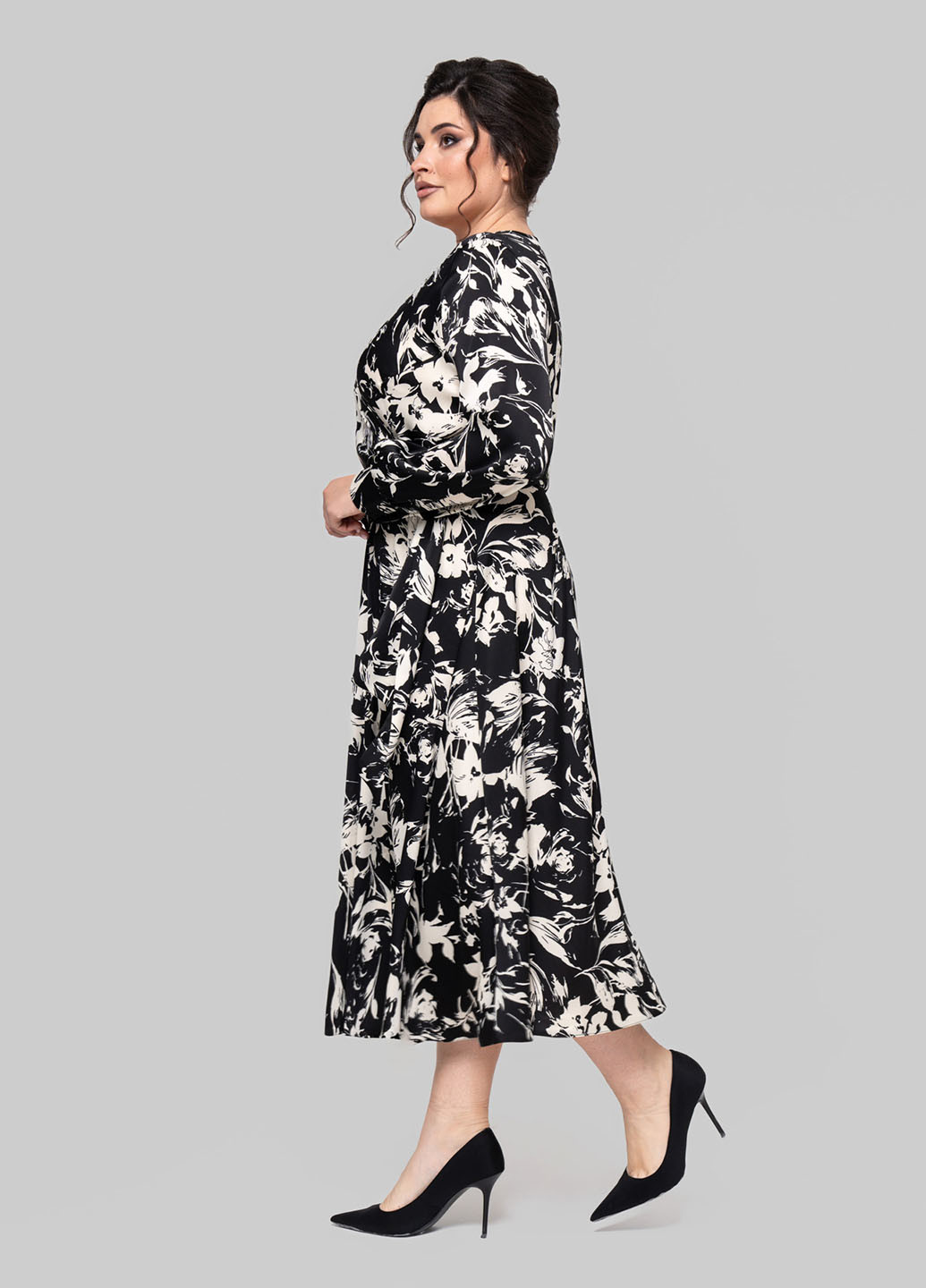 Чорно-білий кежуал сукня на запах A'll Posa з квітковим принтом