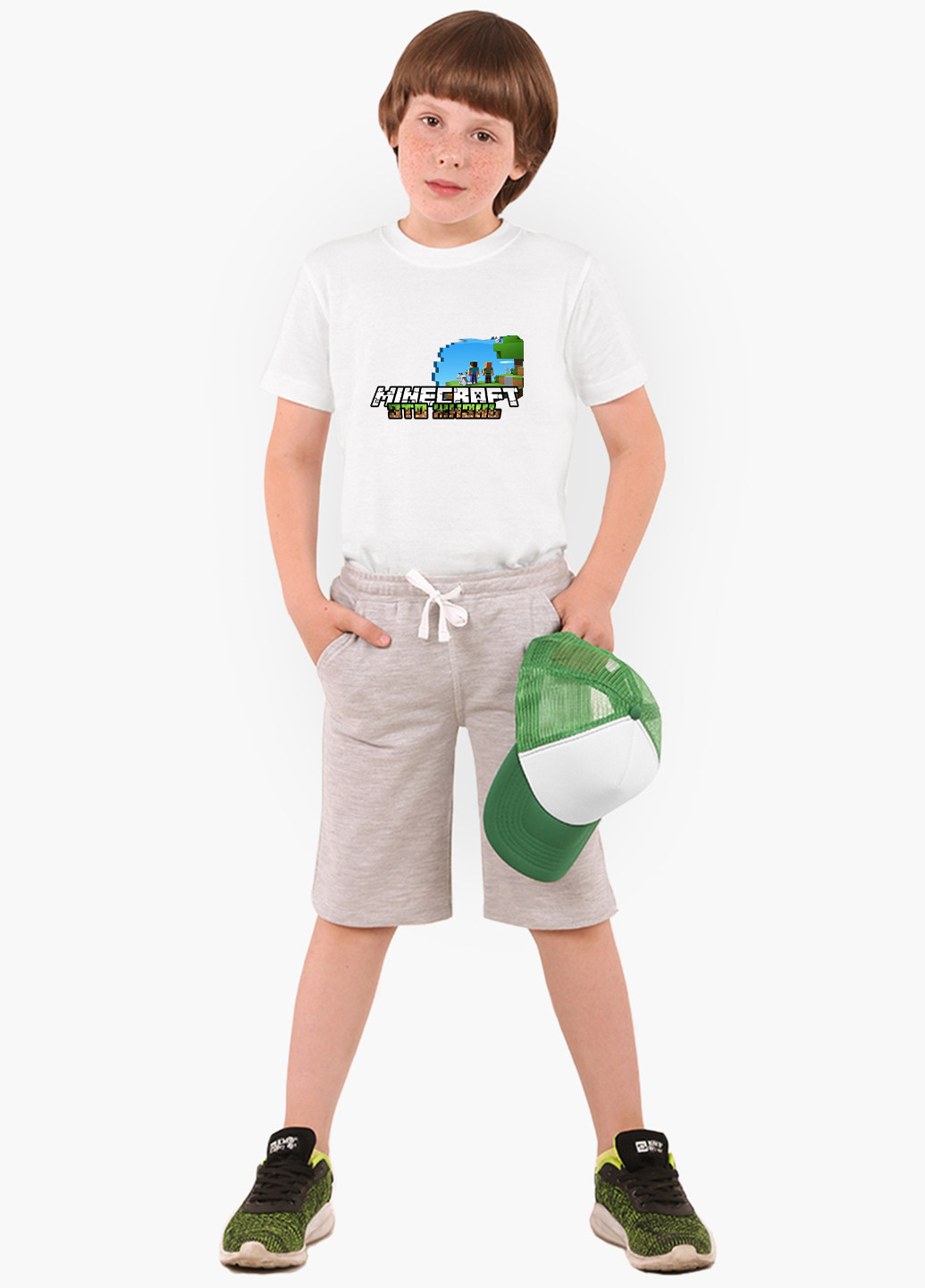 Белая демисезонная футболка детская майнкрафт (minecraft)(9224-1170) MobiPrint