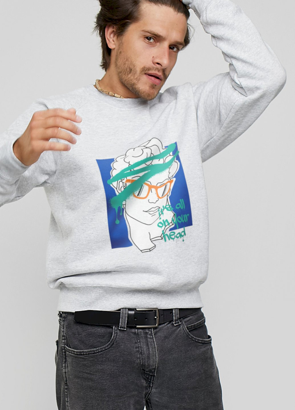 Сірий світшот чоловічий YAPPI малюнок (250563928)