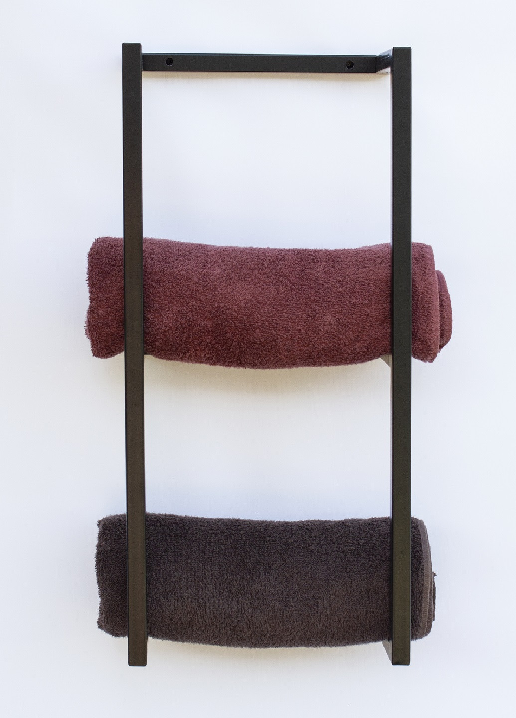 Настінна полиця для ванної кімнати підставка тримач для рушників з металу 65х17х30 см (65120-Нов) Чорний Francesco Marconi (251229554)