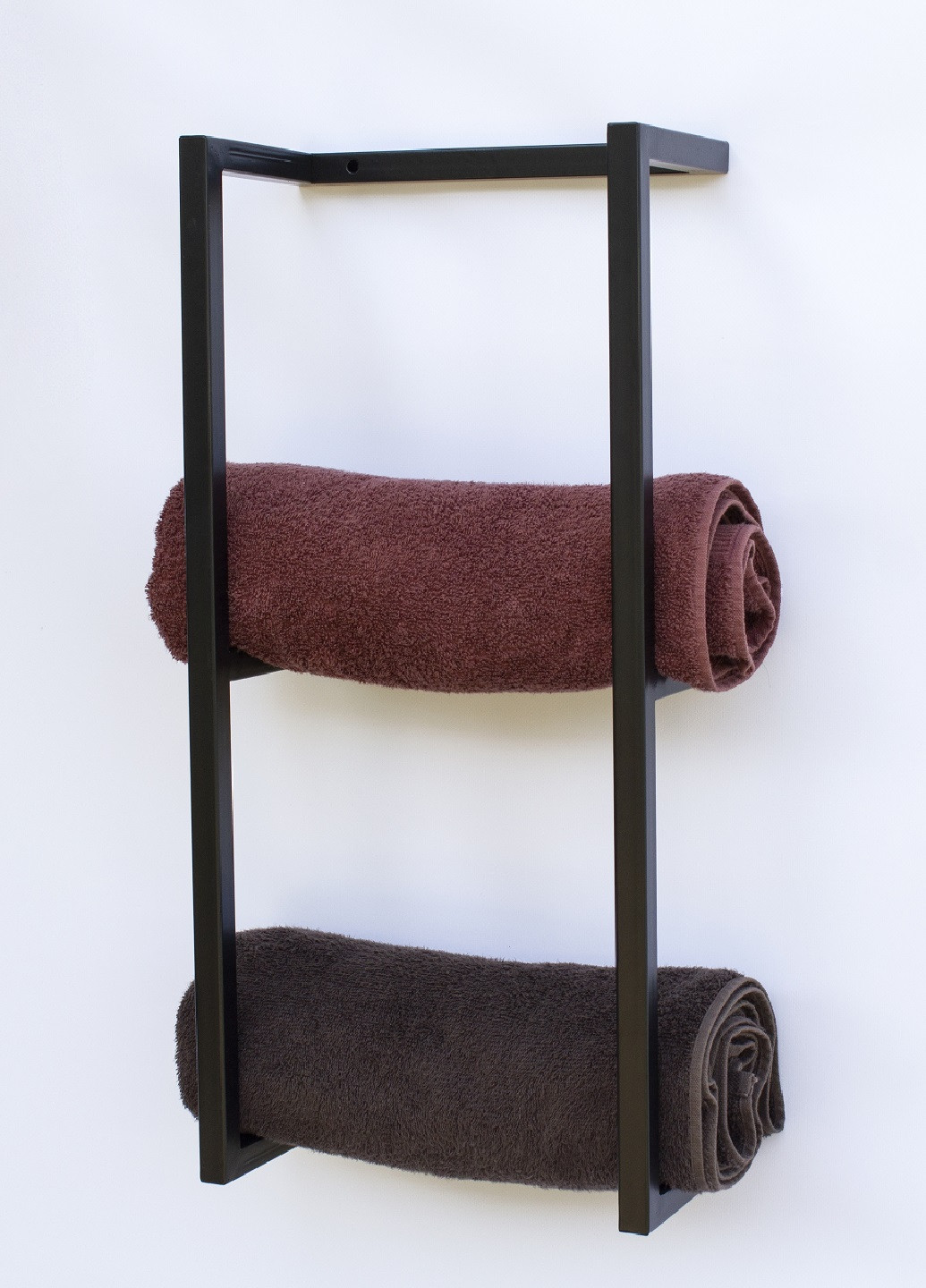 Настінна полиця для ванної кімнати підставка тримач для рушників з металу 65х17х30 см (65120-Нов) Чорний Francesco Marconi (251229554)