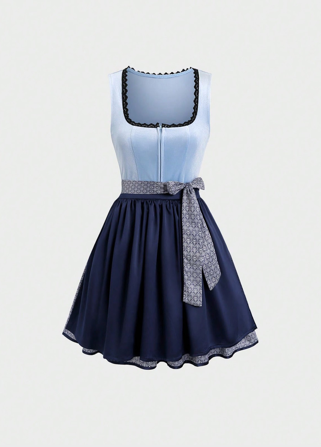 Голубое кэжуал платье клеш SHEIN однотонное