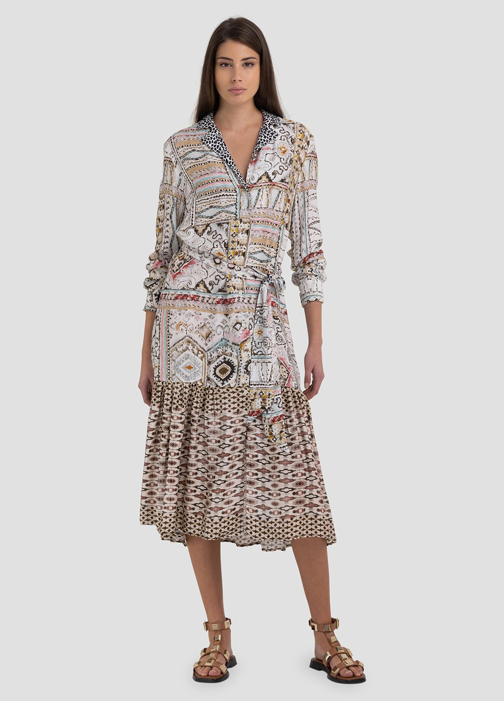 Комбинированное кэжуал платье Replay с абстрактным узором
