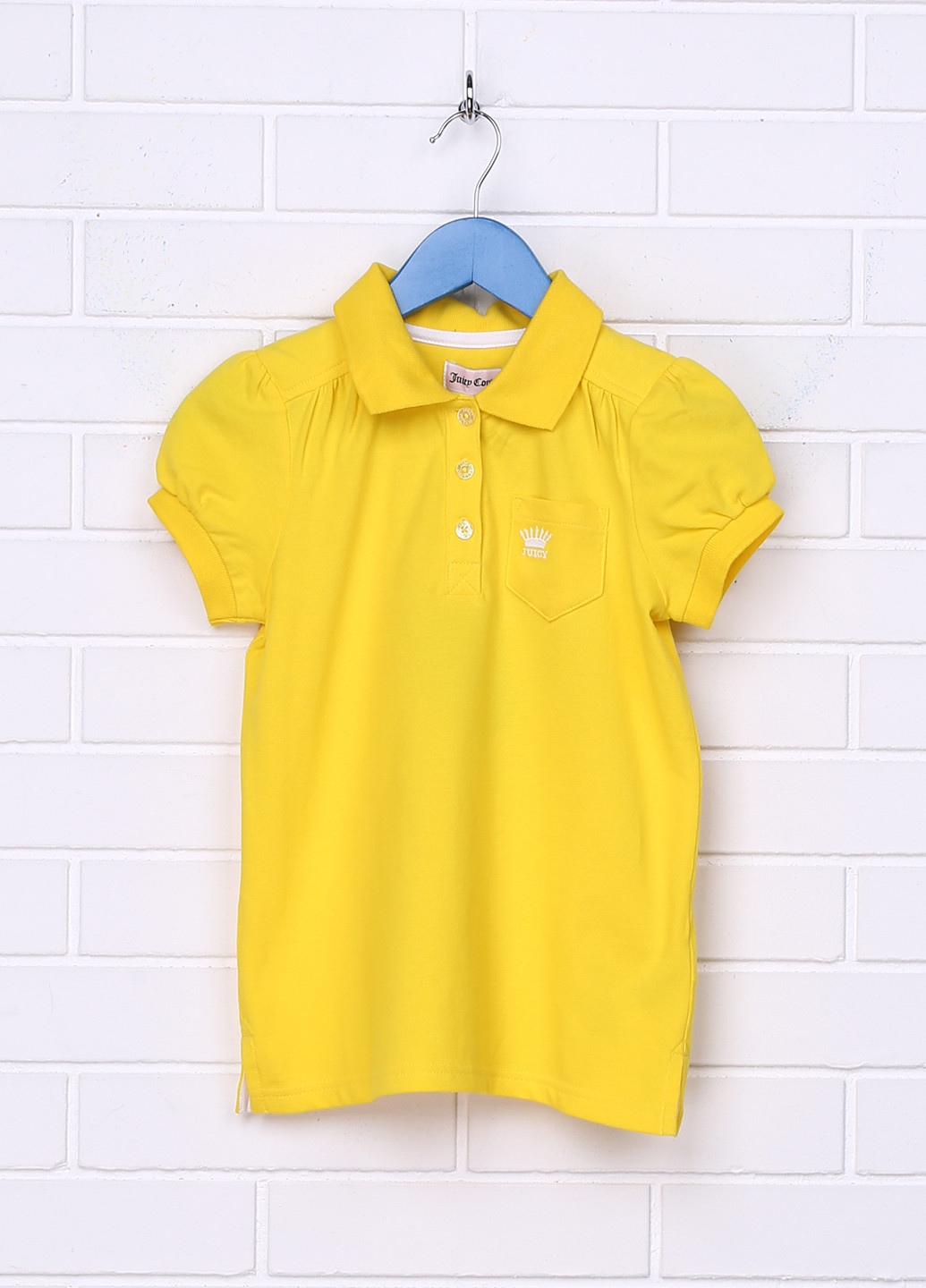 Желтая детская футболка-поло для девочки Juicy Couture однотонная