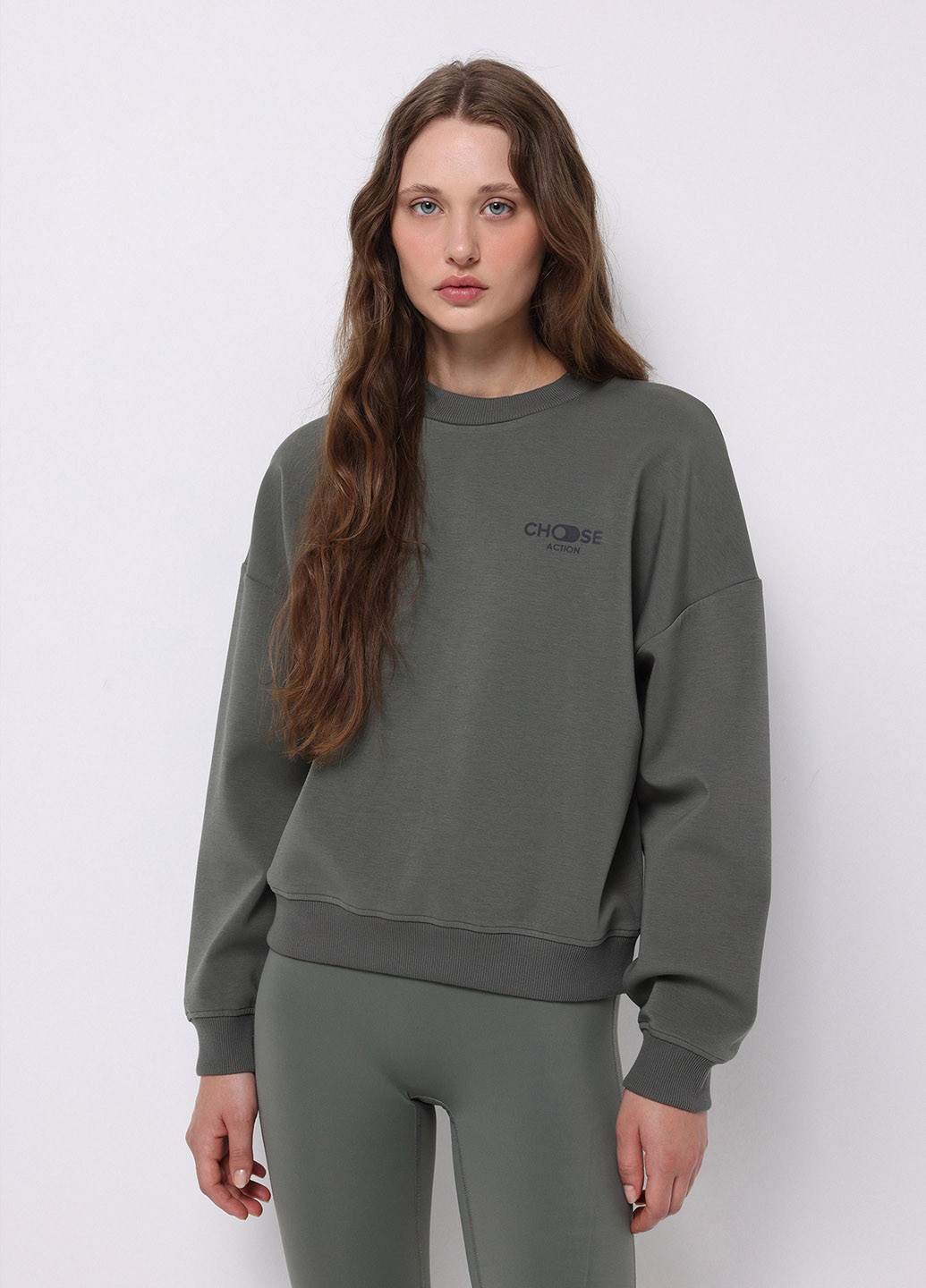 Хакі світшот Colin's напис без декору (368128433)