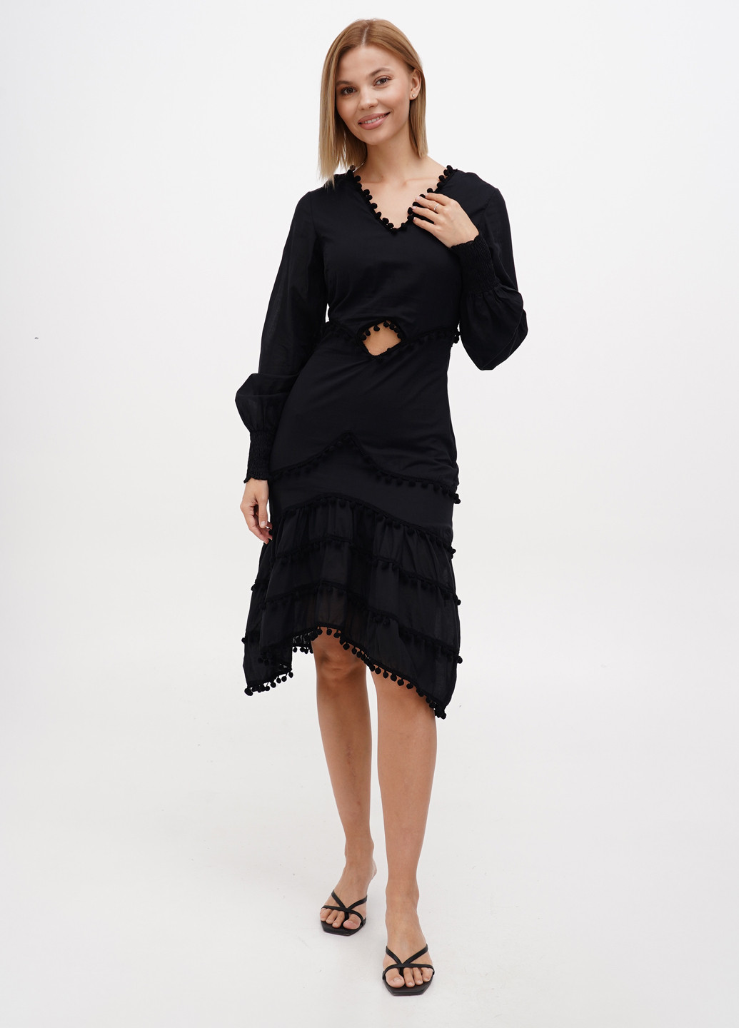 Черное кэжуал платье Sassofono Club однотонное