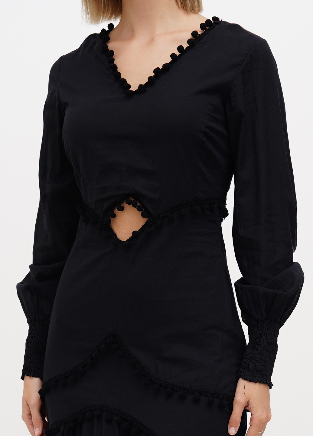 Черное кэжуал платье Sassofono Club однотонное