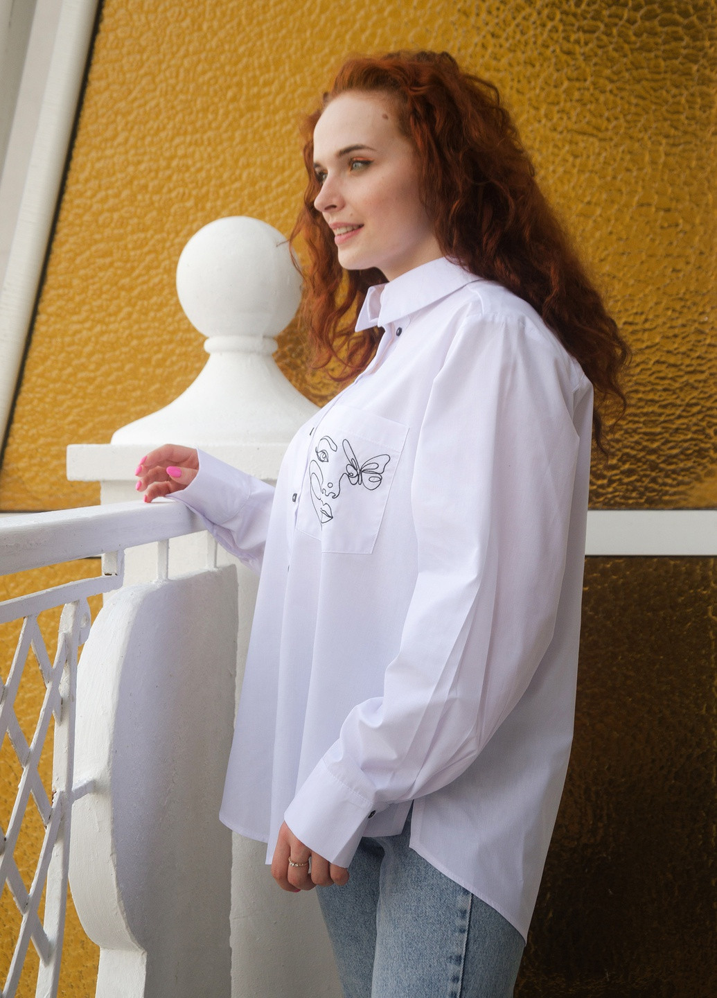 Белая демисезонная классическая рубашка белого цвета INNOE Платье