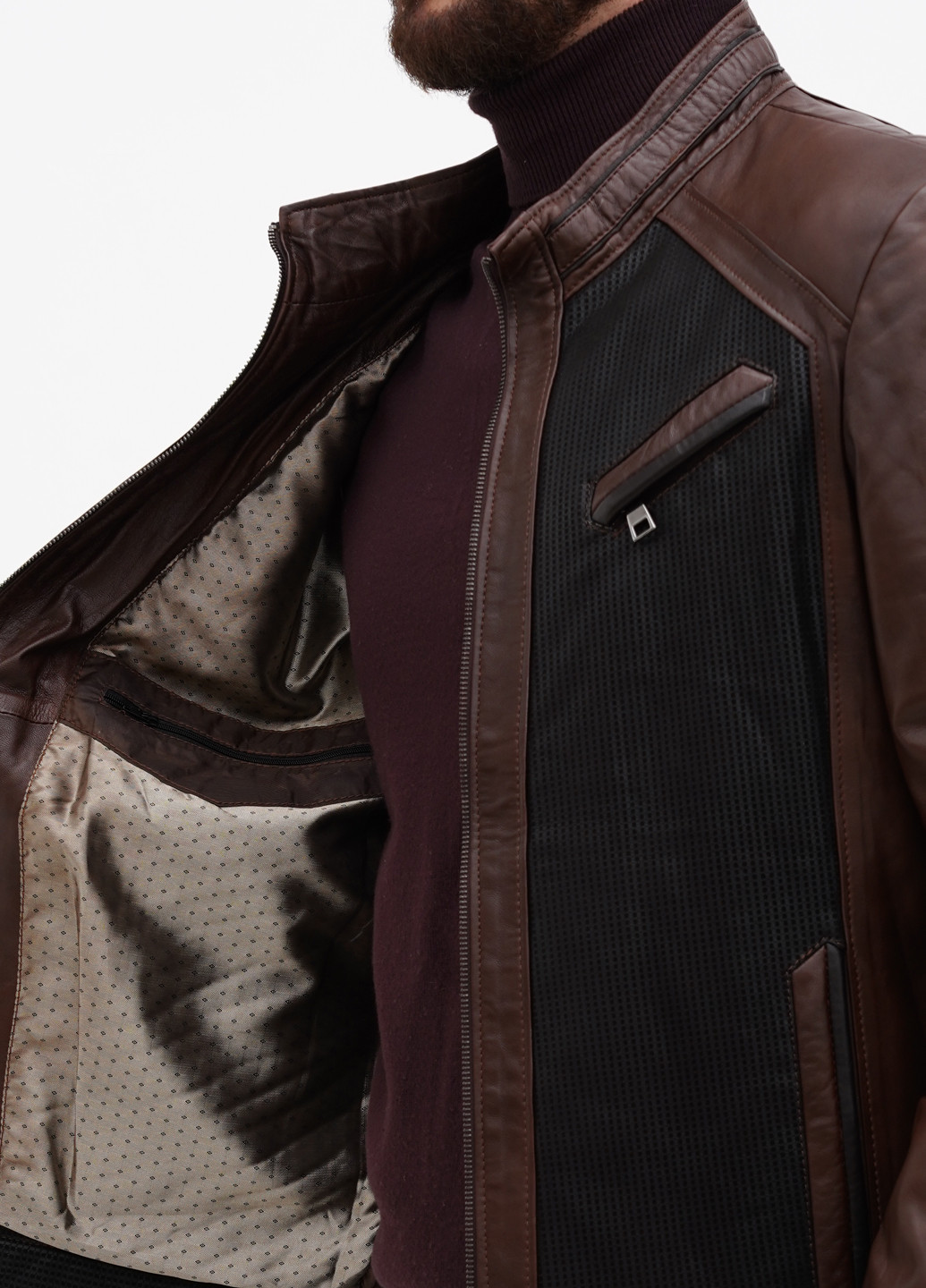 Комбинированная демисезонная куртка кожаная MC DOUGLAS LEATHER&FUR