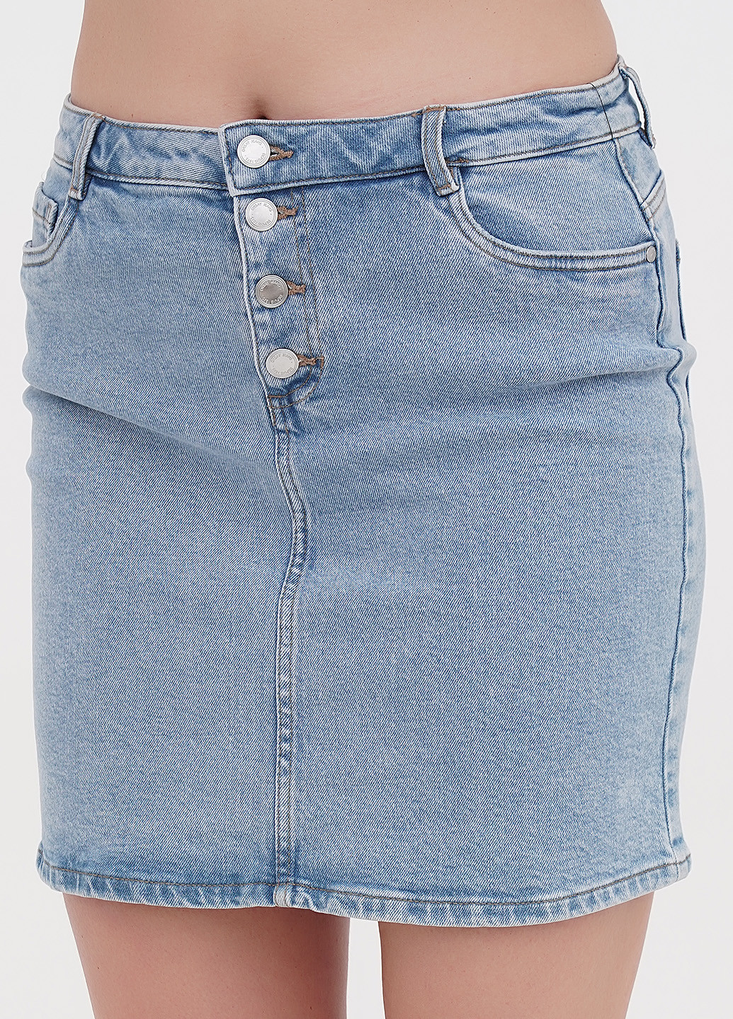 Голубая джинсовая однотонная юбка Orsay