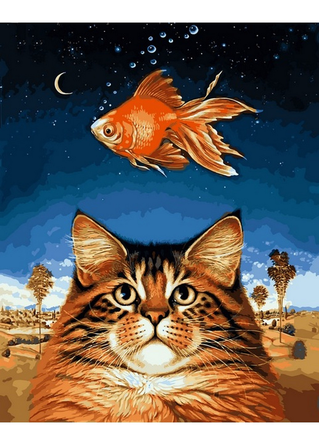 Картина по номерам Кот и рыбка Babylon комбинированные