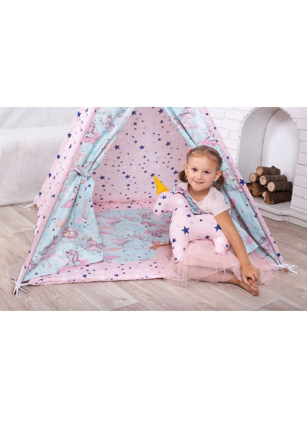 Детская игровая палатка вигвам домик для детей с ковриком и подушками 150х150 см (22549-Нов) Розовый Francesco Marconi (252535044)