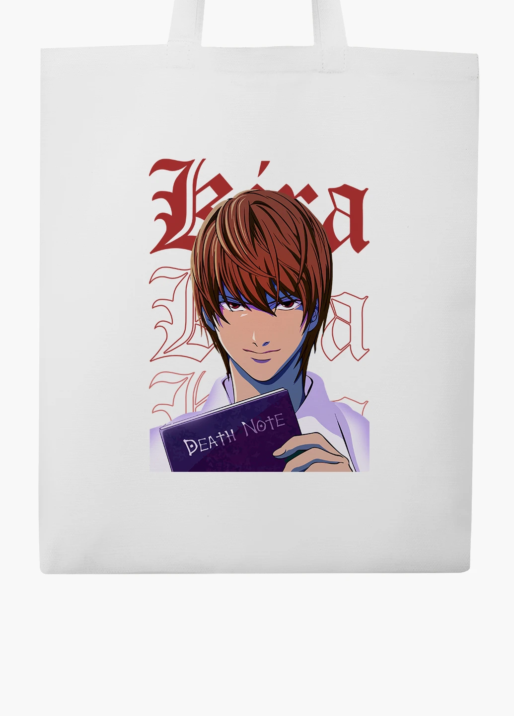 Еко сумка шоппер біла Кіра Зошит смерті (Kira Death Note) (9227-2823-WT2) Еко сумка шоппер біла 41*35 см MobiPrint (221682924)