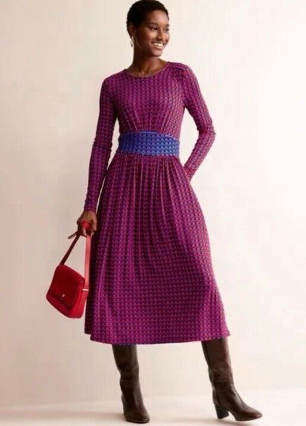 Комбинированное кэжуал платье Boden с геометрическим узором