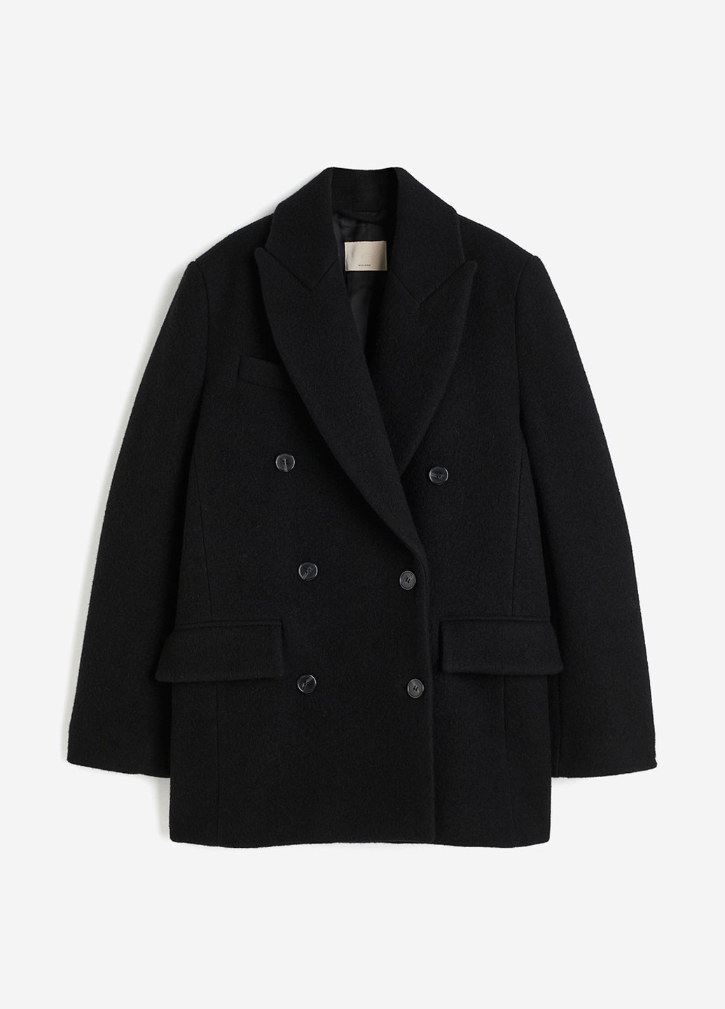 Чорне Кежуал напівпальто двобортне H&M однотонне