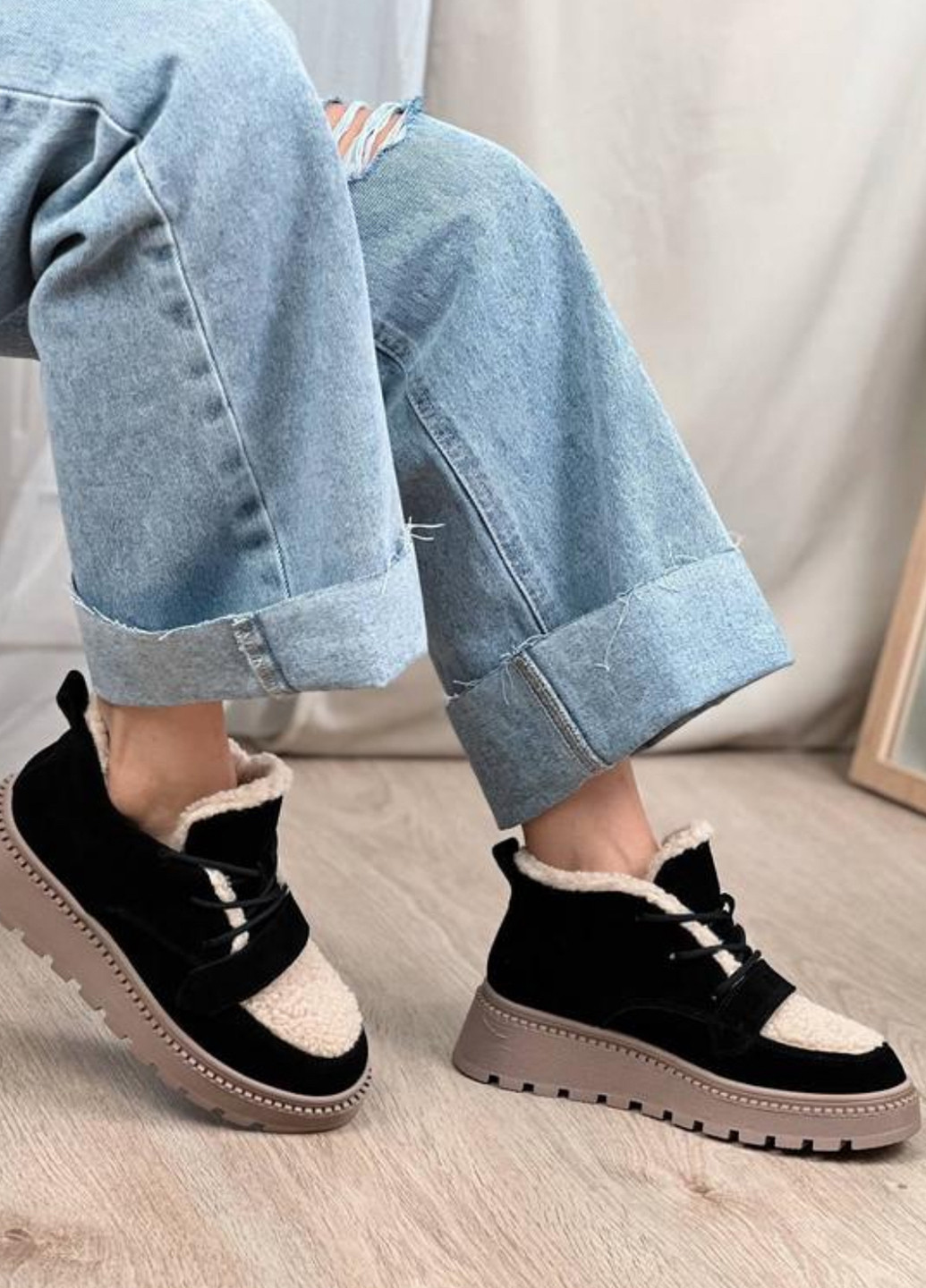 Зимние ботинки ITTS с мехом из натуральной замши