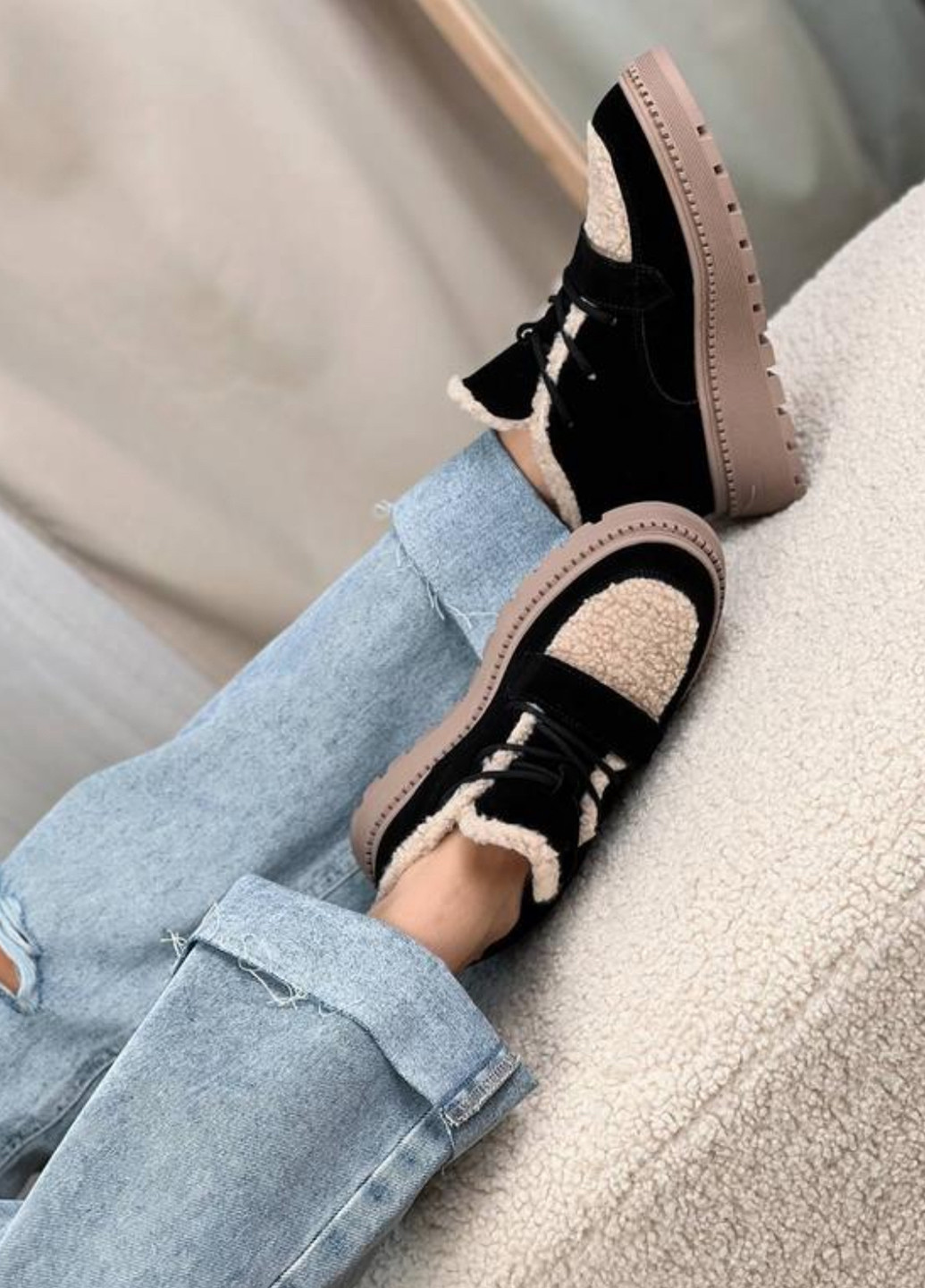 Зимние ботинки ITTS с мехом из натуральной замши