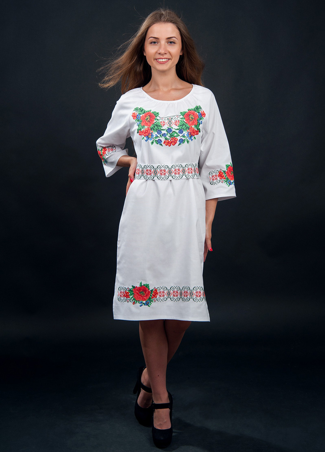 Белое кэжуал платье Vyshyvanka