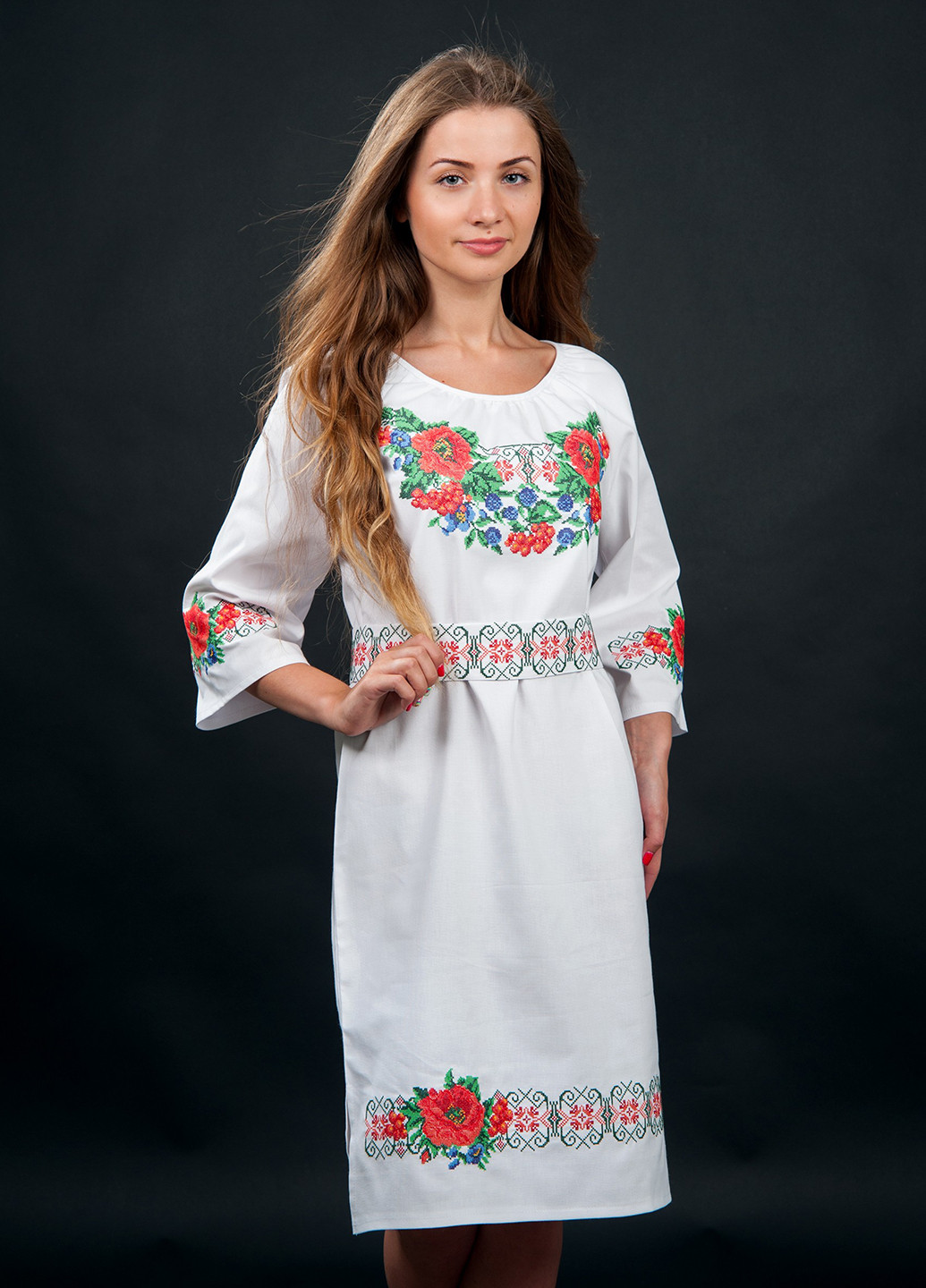 Белое кэжуал платье Vyshyvanka