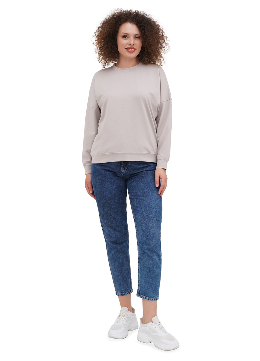 Светло-серый свитшот Chikiss однотонный без декора (259980154)