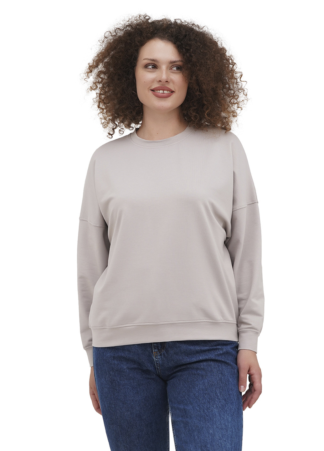 Светло-серый свитшот Chikiss однотонный без декора (259980154)