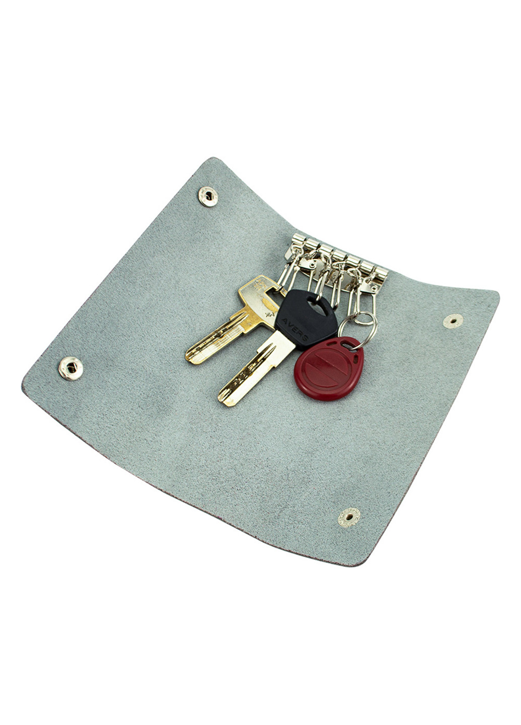 Ключница кожаная на кнопках с карабинами серая HC0077 grey HandyCover (219035192)