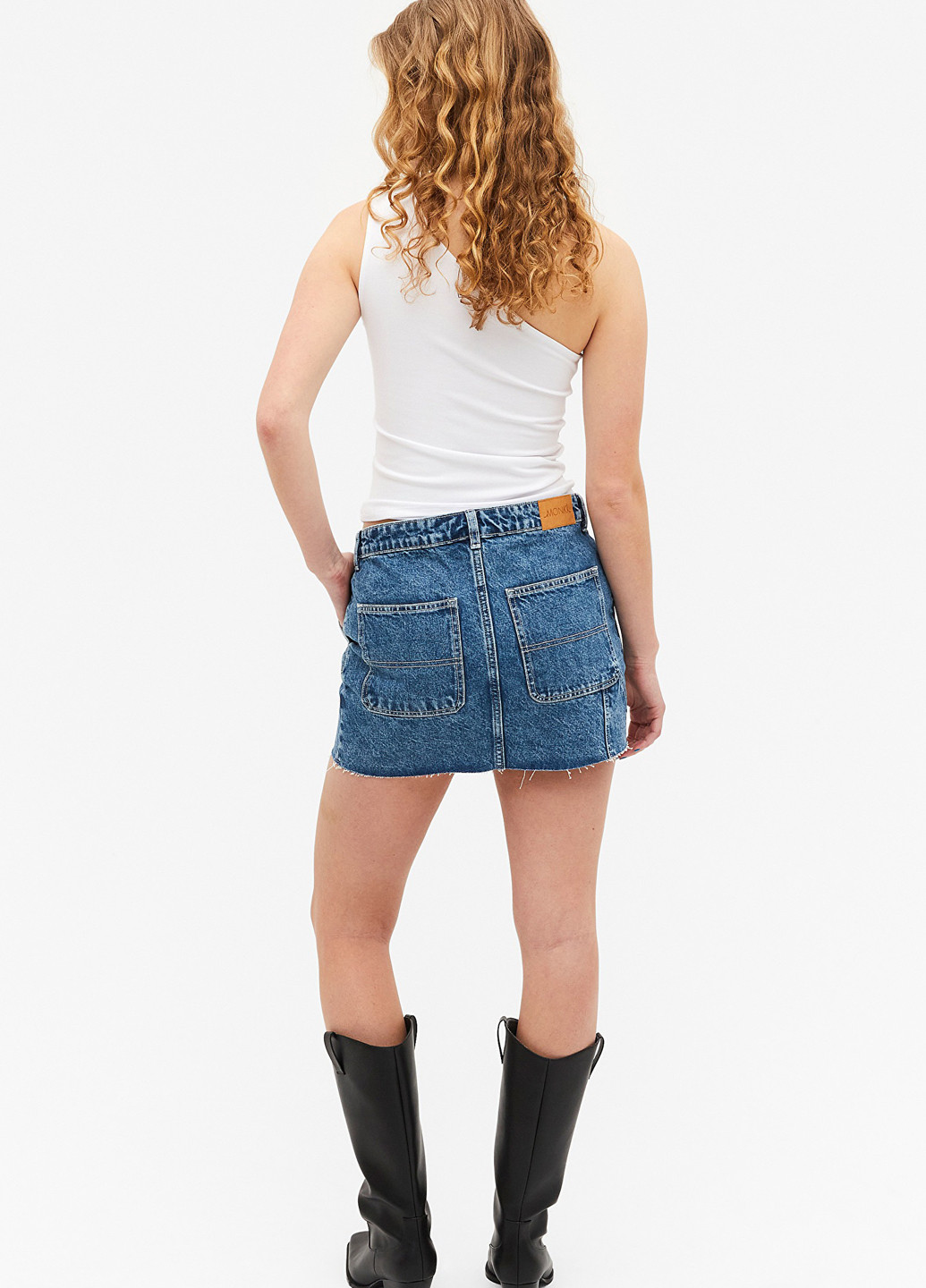 Синяя джинсовая однотонная юбка Monki