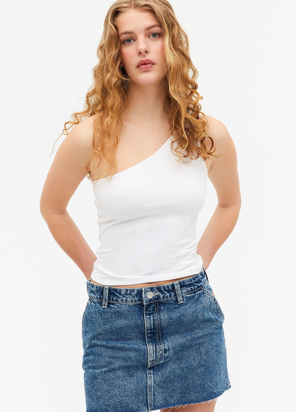 Синяя джинсовая однотонная юбка Monki