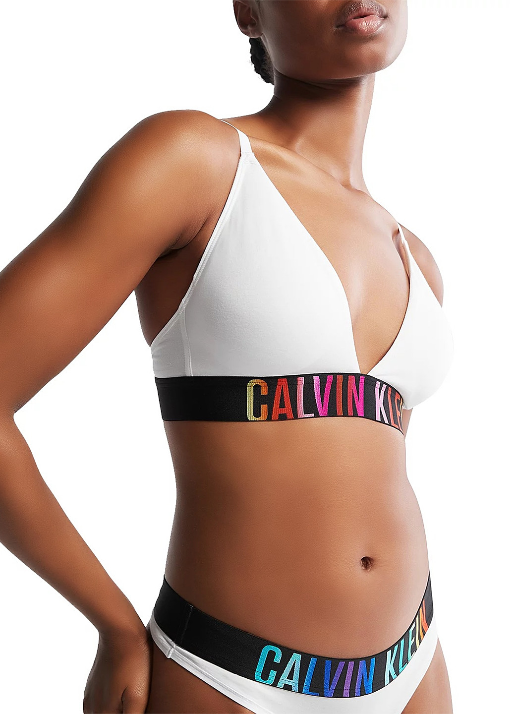 Белый триэнджел бюстгальтер Calvin Klein без косточек хлопок