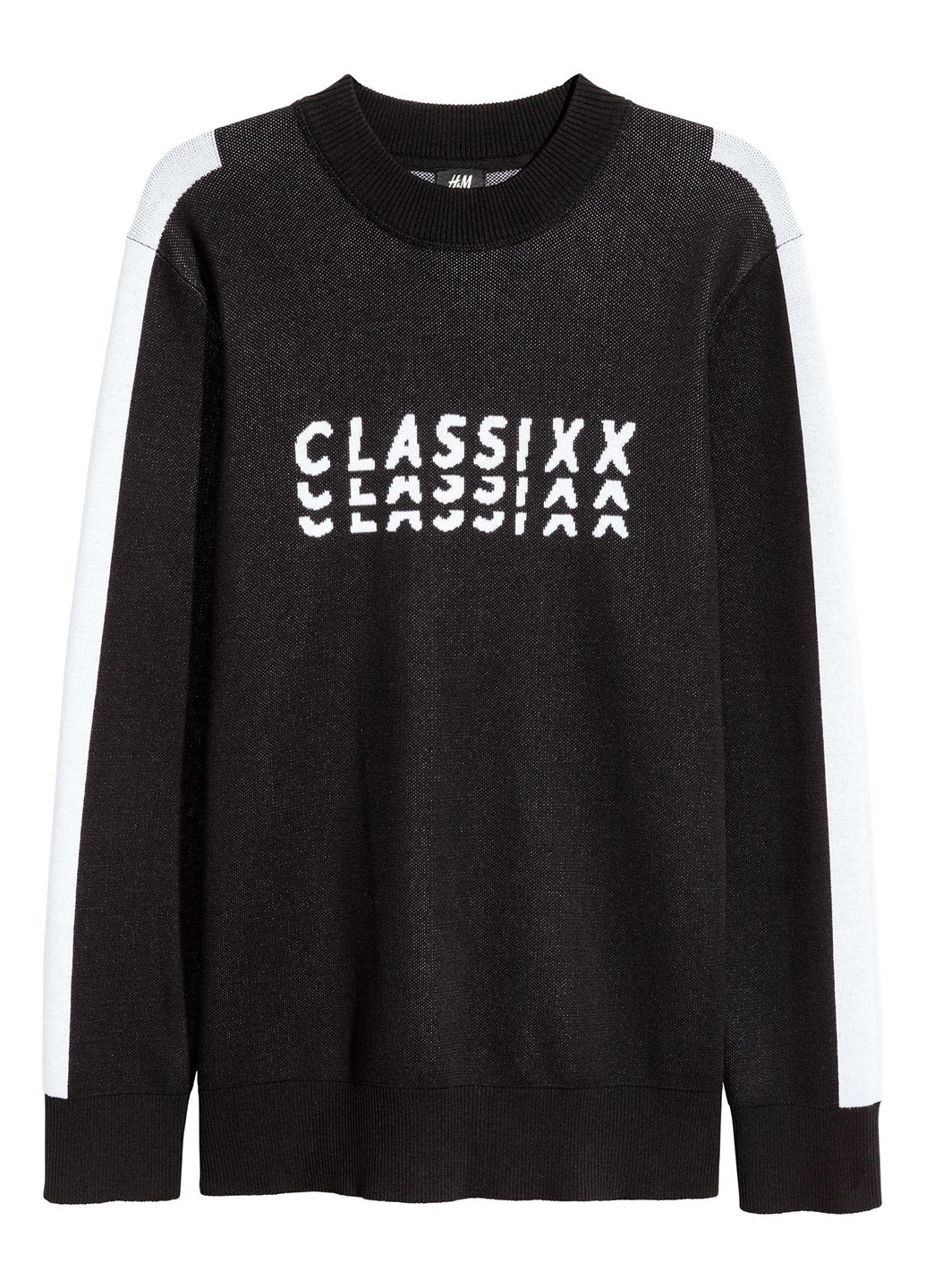 Чорний джемпер демісезон,чорний-білий з принтом, H&M