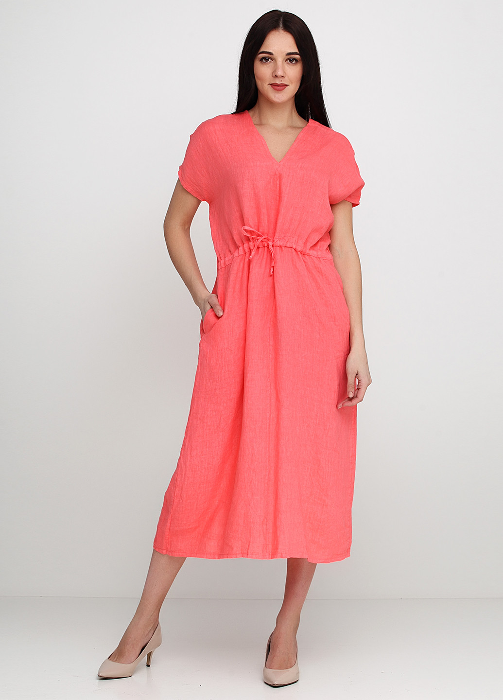 Розовое кэжуал платье Puro Lino однотонное