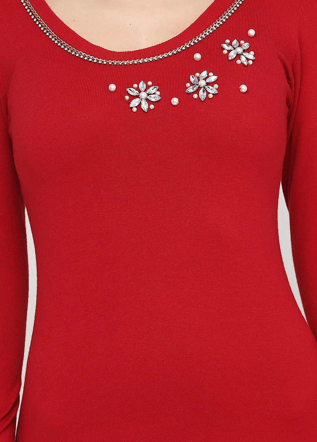 Красное кэжуал платье платье-свитер Justor однотонное