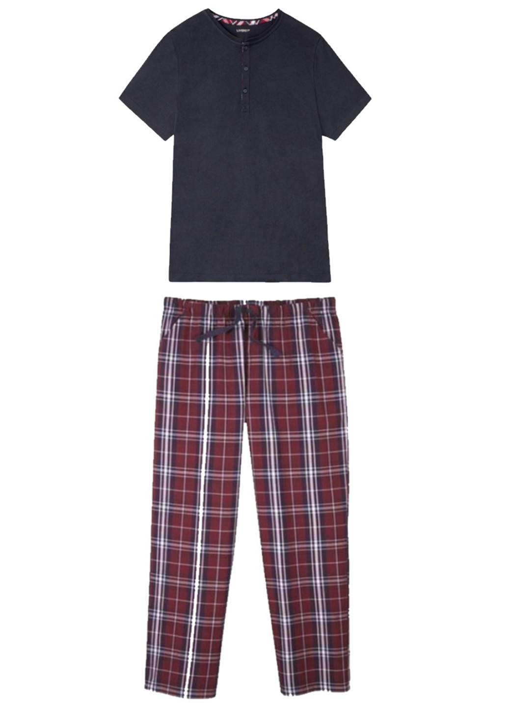 Піжама (футболка, штани) Livergy футболка + штани клітинка комбінована домашня бавовна, трикотаж